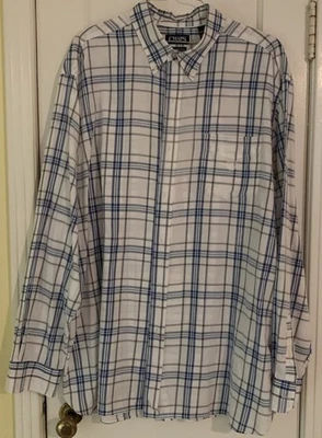 Chaps Easy Care Men's 3XL Tall Blue/White Stripe Long Sleeve Button-Up Shirt - Image 1 of 4