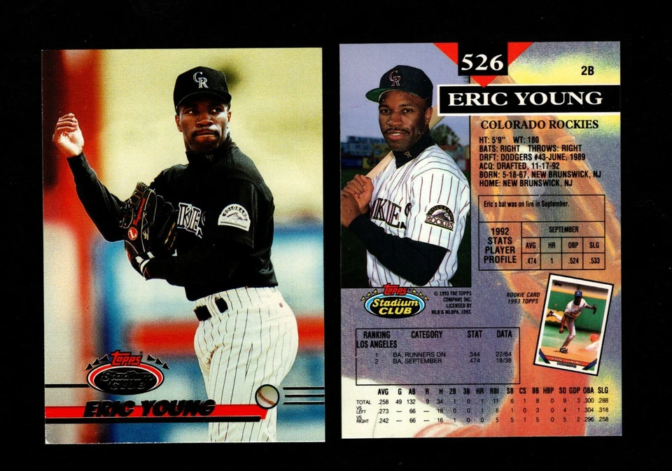 GTSTAMPS, BASEBALL, 1993, STADIUM CLUB, #526, ERIC YOUNG, ROCKIES - Image 1 of 1