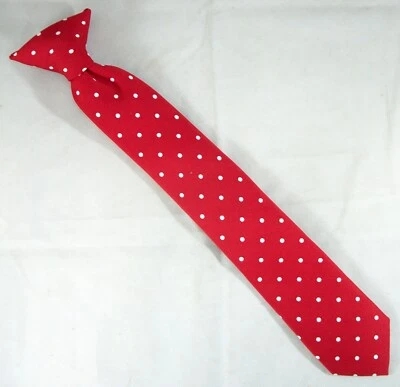 Corbata de cuello para niño Jacob Alexander lunares rojos con clip 14" de largo x 2,25" de ancho (E521) Foto 1 de 3