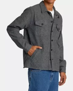 RVCA FLIGHT RISK SHIRT JACKET MENS SIZE XL NEW FLANNEL SMOKE HEATHER GRAY - Picture 1 of 6