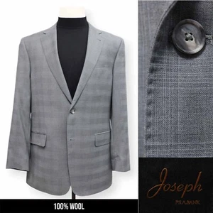 JOSEPH JOS A BANK mens gray plaid WOOL SLIM sport coat suit jacket blazer 44 L - Picture 1 of 15
