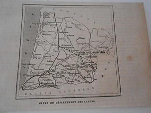 Gravure 1879 - Petite carte du Dpt des Landes - Picture 1 of 1