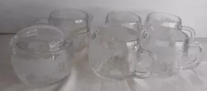 Nestlé Nescafe Set 4 tazze tazza caffè/tè globo mondiale anni '70 + crema e zucchero - Foto 1 di 11