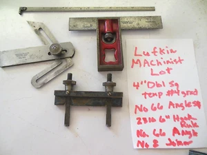 LUFKIN MACHINIST LOT #26A-4,Double Square , No.4 Grads, Temp.#66 ANGLE,#8 JOINER - Picture 1 of 6