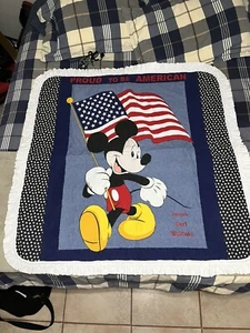 Vintage Mickey Mouse Vintage PROUD TO BE AN AMERICAN Quilt - Picture 1 of 5