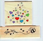 2 Rubber Stamps  Hero Arts E116 Heart Stream Craftsmart 125530 Bee Mine