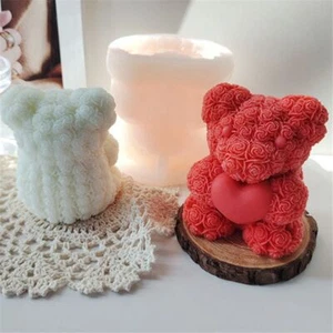 3D Cute Bear Candle Mold Heart Little Bear Plaster Mold Candle Making Souvenir G - Picture 1 of 12