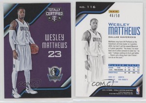 2015-16 Panini Totally Certified Mirror Purple /50 Wesley Matthews #116