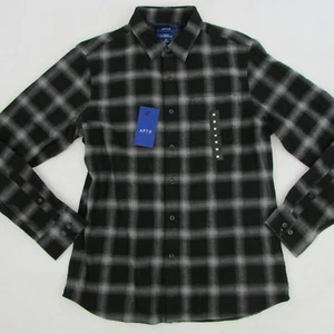 Apt. 9 Camicia uomo nera e grigia a righe manica lunga uomo media con bottoni - Foto 1 di 8