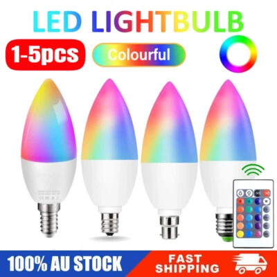 Candle LED Bulb Smart RGB Light Bulbs Remote Dimmable E12/E14/E26/E27/B22 - Image 1 of 4