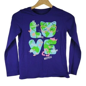 Children's Place Girls Earth Day Top Large Long Sleeve Love Reduce Reuse Recycle - Picture 1 of 6