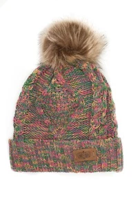 Women's Winter Fleece Fuzzy Lined Cable Knitted Pom Pom Cold Multi Color Beanie - Picture 1 of 49