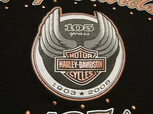 Chaqueta delantera negra para mujer Harley Davidson con cremallera 105 aniversario 1903-2008 pequeña - Imagen 1 de 10