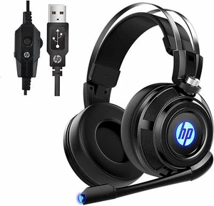 HP kabelgebundenes Over-Ear-Gaming-Headset mit Mikrofon und LED-Licht, für PC, Mac, Laptop - Bild 1 von 9