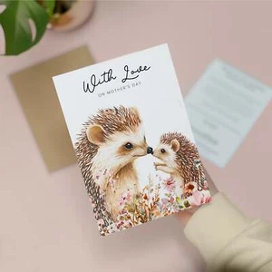 Mother's Day Card Cute Hedgehog Illustration for Mum Wildlife Lover - Picture 1 of 10