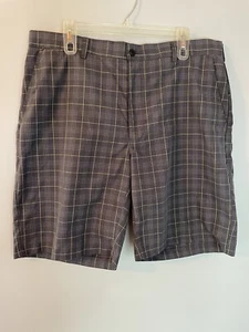 Ben Hogan Golf Shorts GREY GREEN WHITE PLAID ACTIVE Size 36 waist - Picture 1 of 7