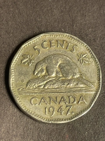 1947, 5 cent, Canada, George VI, Nickel, Coin, For Sale Cover