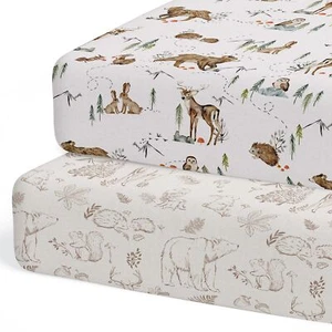 2-Pack Magic Forest Fitted Crib Sheets Premium Cotton Blend Buttery Soft - Picture 1 of 8