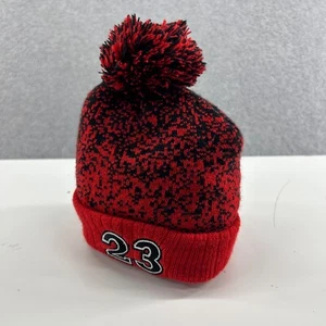 Jordan Beanie Kids One Size #23 Red Pom Pom Logo Bulls Michael - Picture 1 of 6