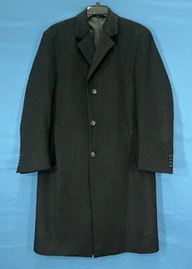 PERRY ELLIS Portfolio 100% WOOL Black 3-BUTTON Single Breasted TRENCH COAT 40/R - Picture 1 of 5