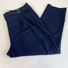 Cartonnier Anthro Cropped Trouser Pants Womens 14P Blue Buckle Pleated High Rise
