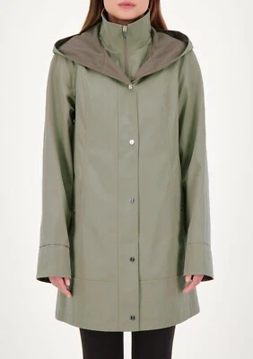 New! JONES NEW YORK ~Size LARGE~ 2-Tone Hooded Water Resistant Rain Coat Jacket - Image 1 of 3
