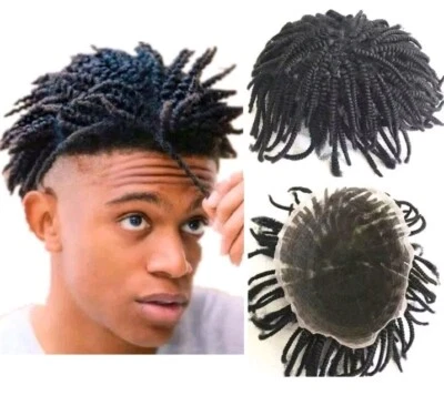 NLW Afro Toupee for men Afro curl Hair pieces for men Afro kinky curly Human hai - Image 1 of 4