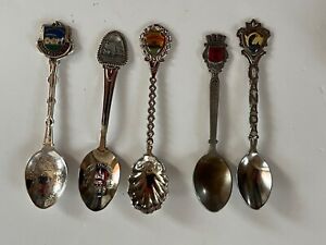 Vintage Souvenir Spoons US Collectible Charleston SC New Orleans Paris Buffalo