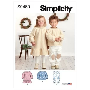 Simplicity SEWING PATTERN S9460 Toddlers & Childrens Dress,Top,Trousers 1/2-8 - Picture 1 of 8