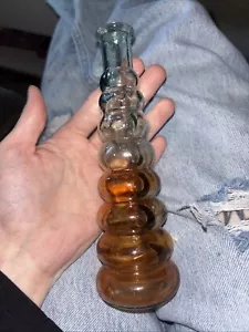 Ribbed Glass Vase Orange Tint - Picture 1 of 1
