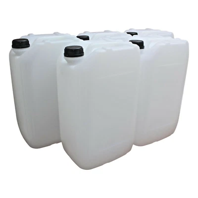 5 x 25 Litre Natural HDPE Stackable Jerry Can Drum Container 950g  60mm Caps 25L - Image 1 of 4