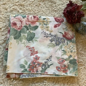 thin sheer white mauve floral roses SQUARE vintage tablecloth 51"x54" cottage - Picture 1 of 9