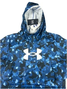Under Armour Fleece Boys Youth XL Blue/Black Camo Hoodie Athletic Sweatshirt - Picture 1 of 12