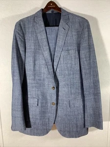 J.Crew Thompson Leinen Herren 2 Teiler Blau Anzug Sakko Gr. 40 L Hose 34x34 Dual Vent - Bild 1 von 24