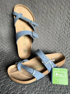 NEW Birkenstock Mayari Stone Blue Nubuck Vegan Thong Strap Sandal Women’s 41 Reg - Picture 1 of 17