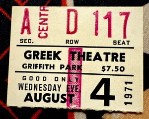 NEIL DIAMOND - 4. AUGUST 1971 - GREEK THEATRE GRIFFITH PARK - TICKET - LIVE ALBUM - Bild 1 von 1