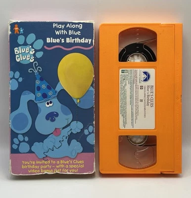 Blue's Clues Blue's Birthday VHS 1998 Nick Jr Video Orange Tape Nickelodeon Show - Image 1 of 4