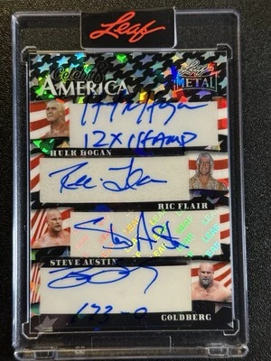 2025 Leaf WWE 8 Auto HOF Hulk Hogan Steve Austin Ric Flair Goldberg True #d 1/1 - Image 1 of 2