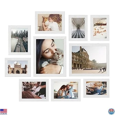 Collage Picture Frames Set of 10 - 2x 8x10, 4x 5x7, 4x 4x6, Wall Decor, White - Image 1 of 4
