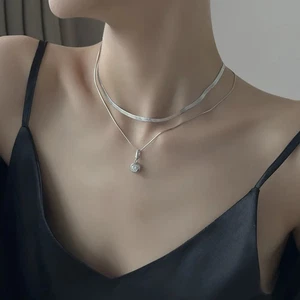 1ct Necklace Pendant White Gold Diamond Test Pass Lab-Created VVS1/D/Excellent - Picture 1 of 4