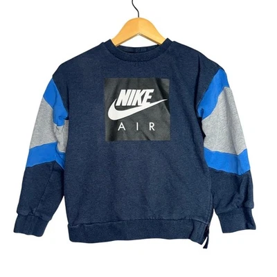 Nike Air Kids Sweatshirt Blue Gray Pullover Size Medium Side Zipper - Image 1 of 4