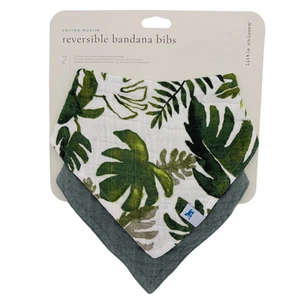 Little Unicorn Reversible Bandana Bibs 2 Pack Cotton Muslin Baby 0-2 Years Green - Picture 1 of 5