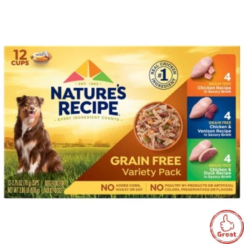 Nature's Recipe Grain Free Wet Dog Food - Chicken, Duck & Venison, 2.75oz/12ct