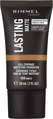 Rimmel Lasting Matte Foundation 408 Maple 30ml - Full Coverage, Lightweight - Image 1 of 2
