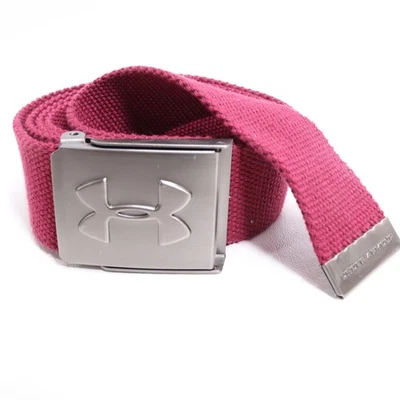 Under Armor Ratchet Belt Men 44 Raspberry Canvas Brushed Nickel Logo Buckle - Image 1 of 4