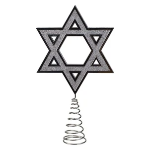 Topper de árbol de vacaciones Kurt Adler 9,5" Silver Star of David Hanukkah - Imagen 1 de 2
