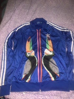 Adidas X Farm Rio Womens Small Blue Toucan Full-Zip Track Jacket EUC - Image 1 of 4