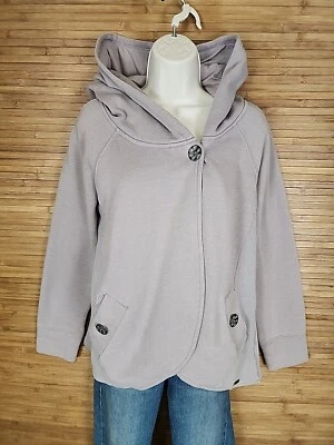 Chaqueta con capucha prAna Darby para mujer mezcla de algodón orgánico tejida swing grande púrpura Foto 1 de 4