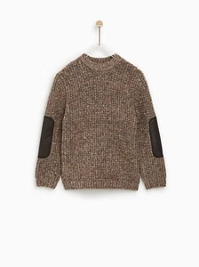 Zara Kids Boy Blended Sweater With Elbow Patches Brown 1473/760 Size 9 - Picture 1 of 1