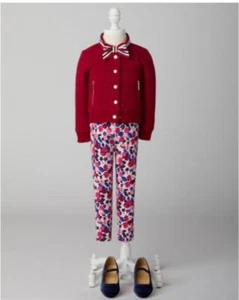 Janie and Jack Girls Floral Pants size 6 Red Blue Stretch Stripe - Picture 1 of 7